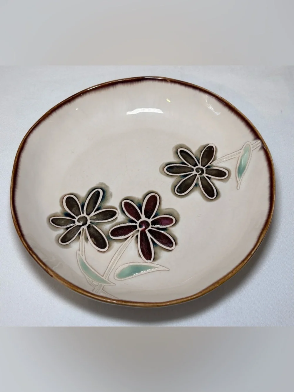 Vintage Pier 1 Petals Stoneware Salad Plate Hand Painted 8 Inches